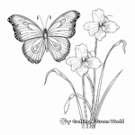 Majestic Blue Butterfly on an Iris Coloring Pages 3
