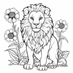 Majestic Lion with Marigold Coloring Pages 2