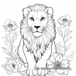 Majestic Lion with Marigold Coloring Pages 3