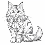 Majestic Maine Coon Cat with Bow Coloring Pages 3