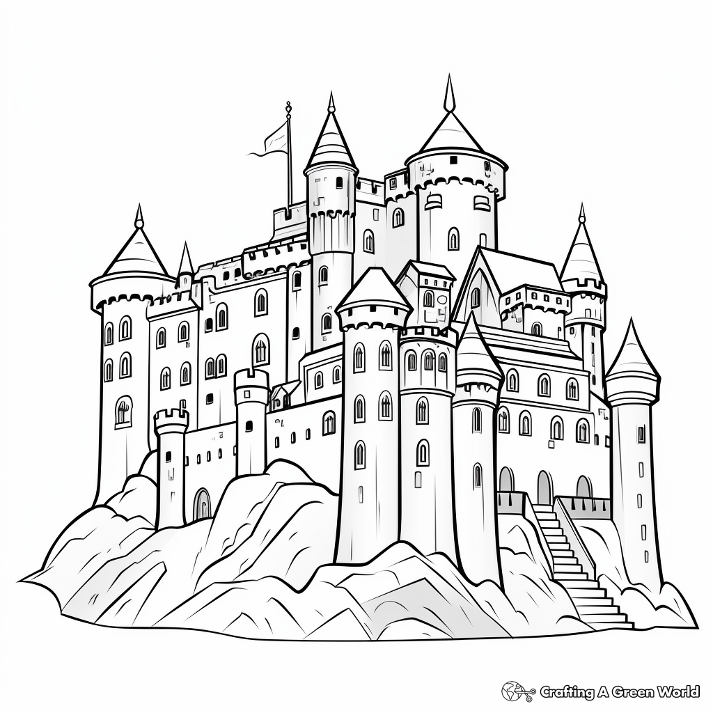 Majestic Medieval Castle Coloring Pages 1