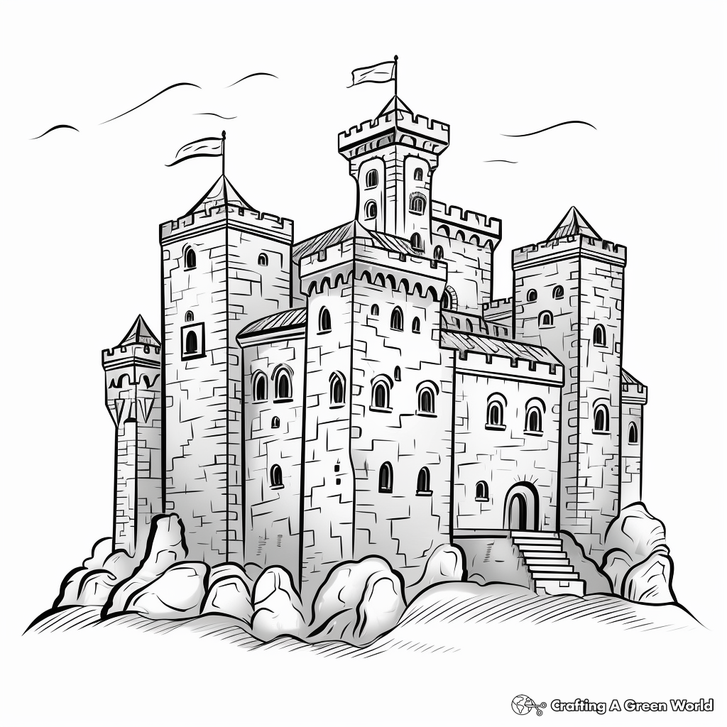 Majestic Medieval Castle Coloring Pages 2