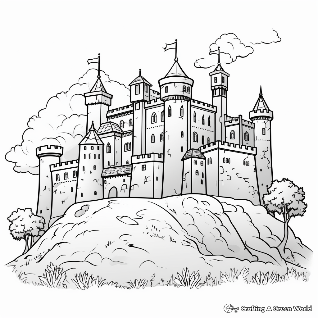 Majestic Medieval Castle Coloring Pages 3
