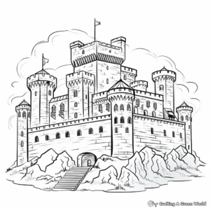Majestic Medieval Castle Coloring Pages 4