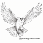 Majestic Snowy Owl in Mid-Flight Coloring Pages 1