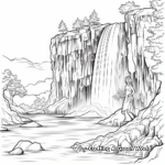 Majestic Waterfall Landscape Coloring Pages for Adults 2