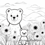 Mama Bear in a Flower Field Coloring Pages 2
