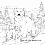 Mama Polar Bear Coloring Pages With Snow Scene 2