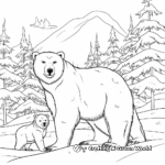 Mama Polar Bear Coloring Pages With Snow Scene 4