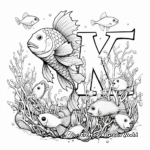Marine Alphabet Coloring Pages: Aquatic animals and letters 1