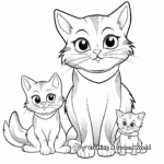 Maternal Cat and Kitten Coloring Pages 1