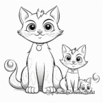 Maternal Cat and Kitten Coloring Pages 2