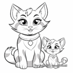 Maternal Cat and Kitten Coloring Pages 4