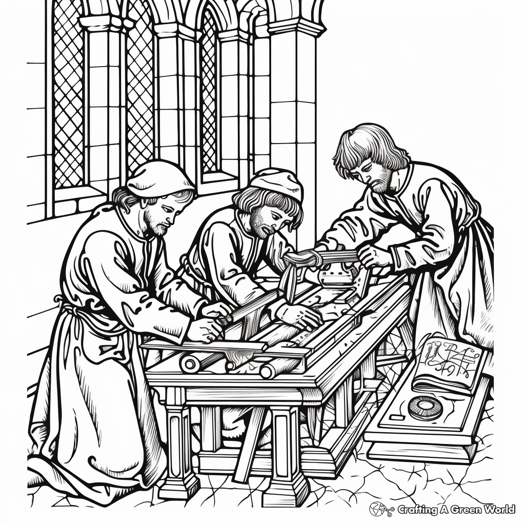 Medieval Craftsmen and Artisans Coloring Pages 1