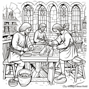 Medieval Craftsmen and Artisans Coloring Pages 4