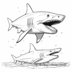 Megalodon vs Great White Shark Coloring Pages 1