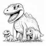 Páginas para colorear de la familia Megalosaurus: Macho, hembra y bebé 1