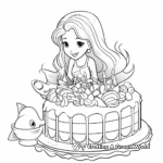 Mermaid and Dolphin Cake Coloring Pages 3