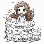 Mermaid and Sea Creature Cake Coloring Pages 2