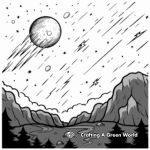 Meteor Shower Fireball Coloring Sheets 1