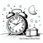 Midnight Alarm Clock for Midnight Party Coloring Pages 4