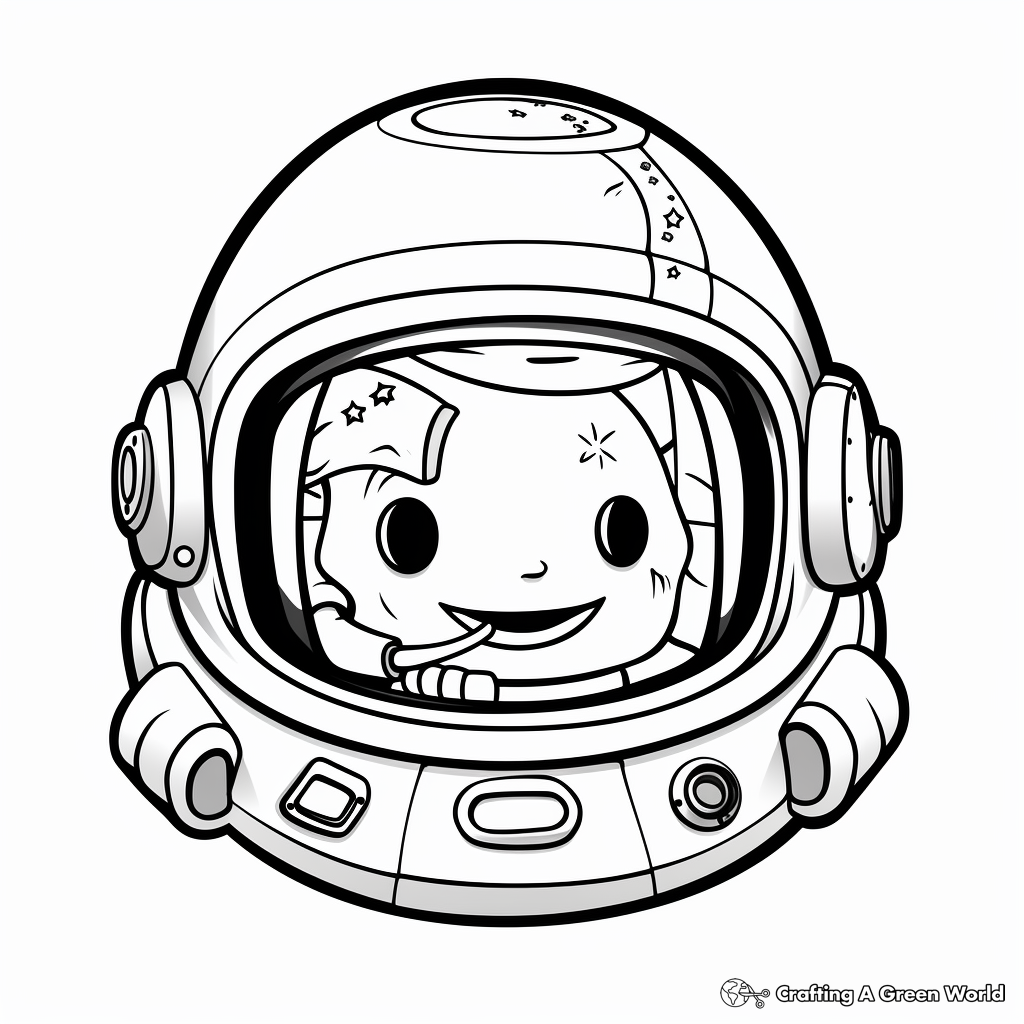 Mission Patch Decorated Astronaut Helmet Coloring Pages 1