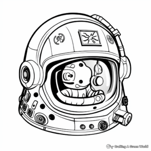 Mission Patch Decorated Astronaut Helmet Coloring Pages 2