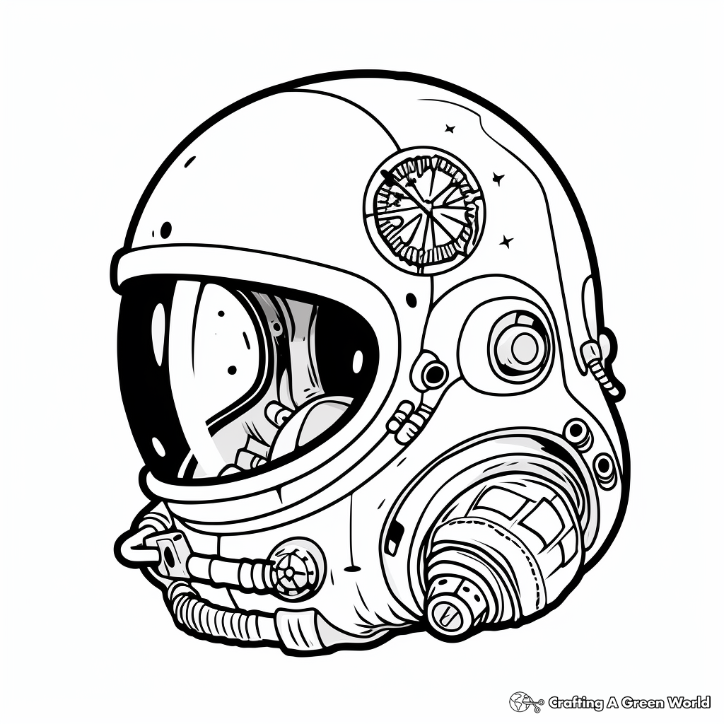 Mission Patch Decorated Astronaut Helmet Coloring Pages 3