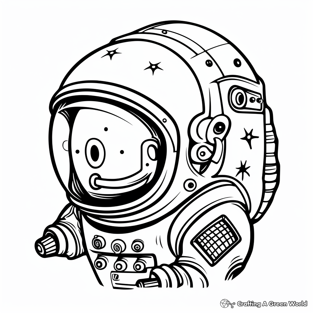 Mission Patch Decorated Astronaut Helmet Coloring Pages 4