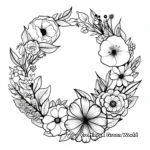 Mixed Flower Wreath Coloring Pages for Adults 1