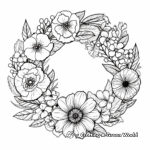 Mixed Flower Wreath Coloring Pages for Adults 2