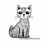 Modern Abstract Cat Coloring Pages for Adults 1