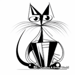 Modern Abstract Cat Coloring Pages for Adults 2