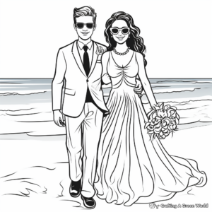 Modern Beach Bride Coloring Pages 1