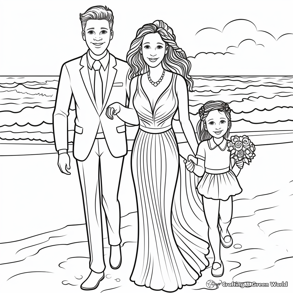 Modern Beach Bride Coloring Pages 2