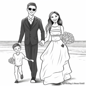 Modern Beach Bride Coloring Pages 4