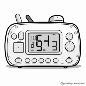 Modern Digital Alarm Clock Coloring Pages 2