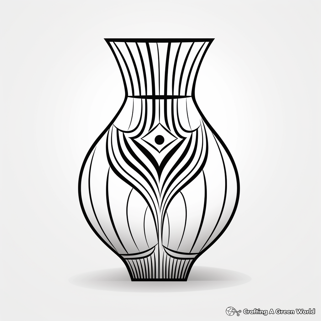 Modern Geometric Vase Coloring Pages for Artists 3