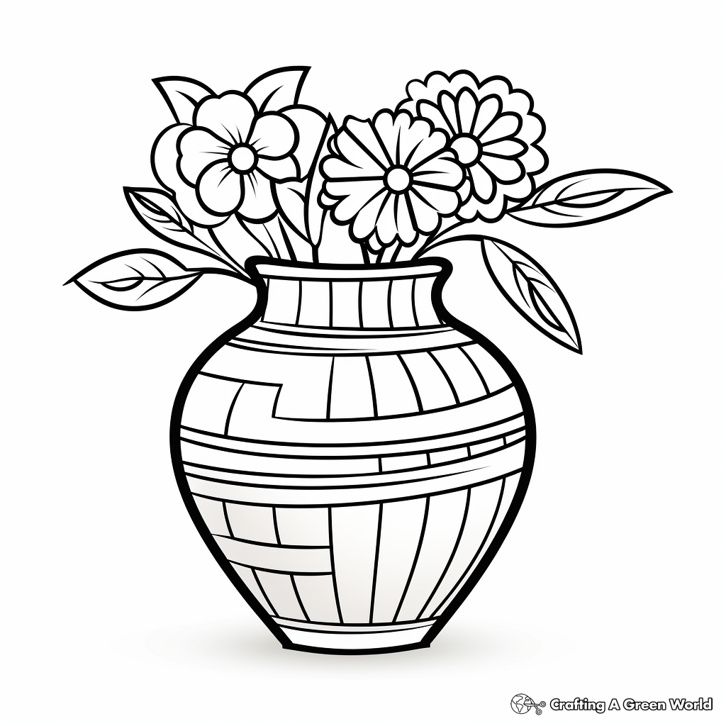 Modern Geometric Vase Coloring Pages for Artists 4