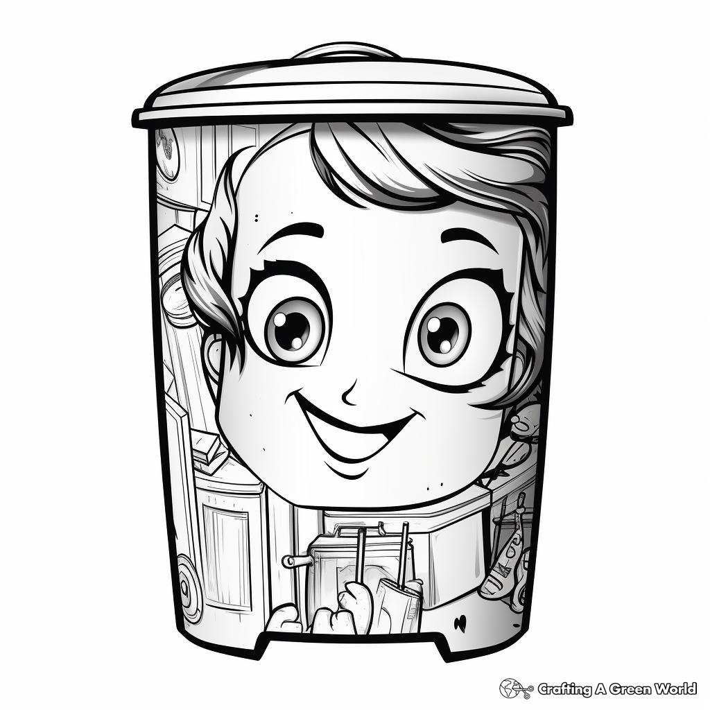 Modern Stainless Steel Trash Can Coloring Pages 1