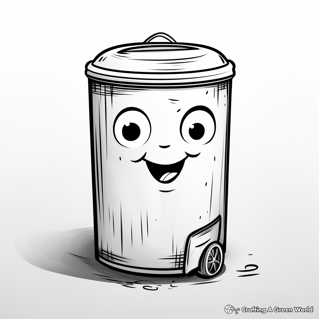Modern Stainless Steel Trash Can Coloring Pages 2