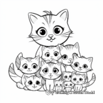 Mommy Cat and Her Kittens Coloring Page 3