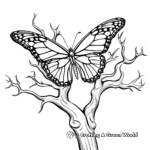 Monarch Butterfly and Tree Branch Coloring Pages 2