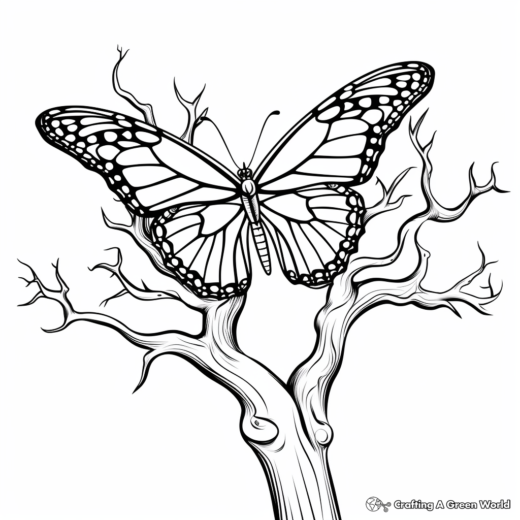 Butterfly Coloring Monarch Pages Clipart Outline Drawing Tattoo Clip 