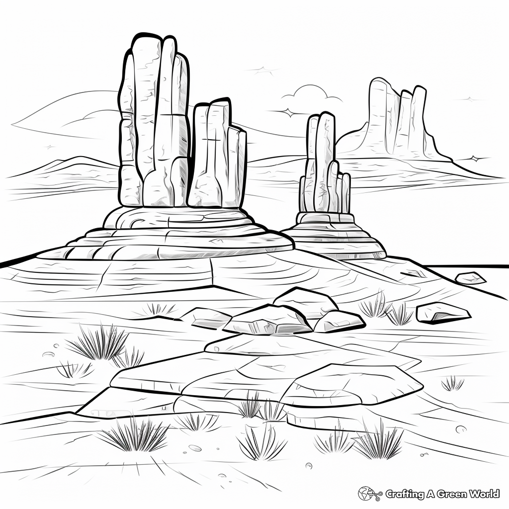 Monuments and Mesas: Navajo Desert Coloring Pages 4
