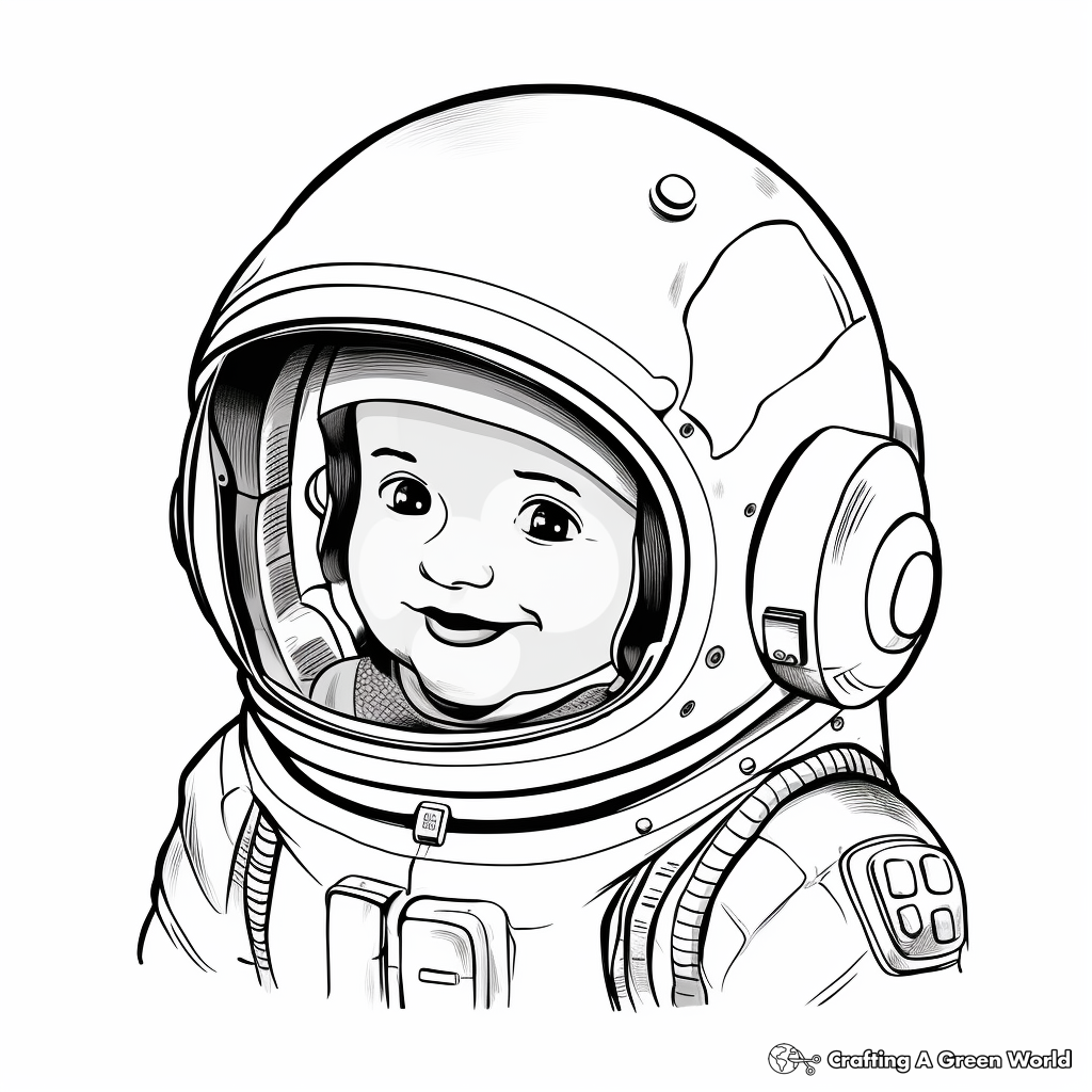 Moon Mission Astronaut Helmet Coloring Pages 1