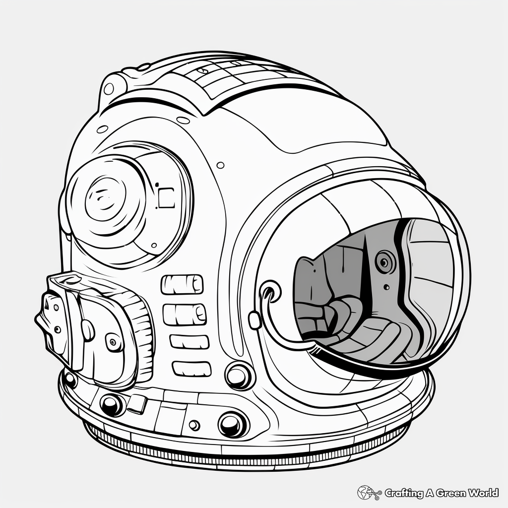 Moon Mission Astronaut Helmet Coloring Pages 4