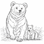 Mother and Baby Brown Bear Coloring Pages 4