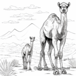 Mother and Baby Camel in the Desert Coloring Pages 4
