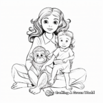 Mother and Baby Girl Monkey Coloring Pages 4